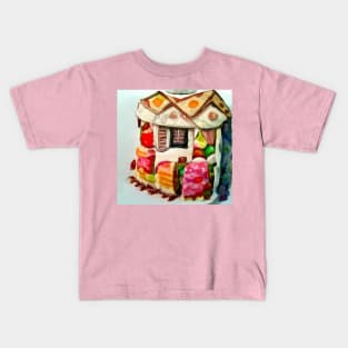 A house made of cake and candies watercolor Kids T-Shirt